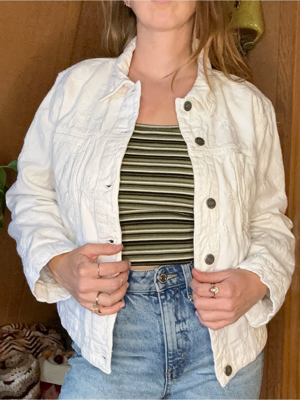 Vintage 1990s Chico’s Design White Textured Cotton Jacket | 1